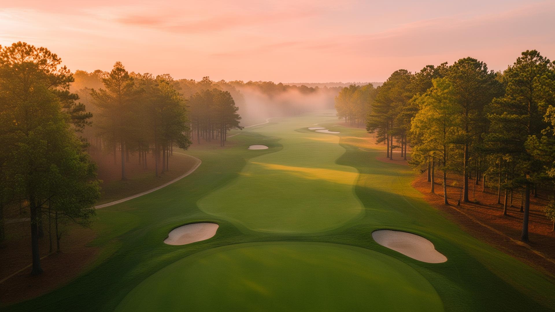 Golf course at sunrise in North Carolina